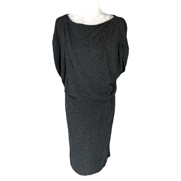 Reiss Evelyn Charcoal Gray Jersey Knit Drape Midi Dress - M - Picture 6 of 15